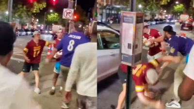 Photos of Baltimore Ravens fan assaulting Washington Commanders fans