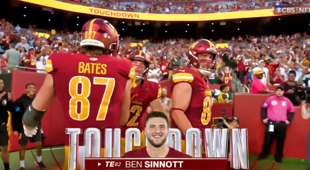 Ben Sinnott scores his first career NFL touchdown.