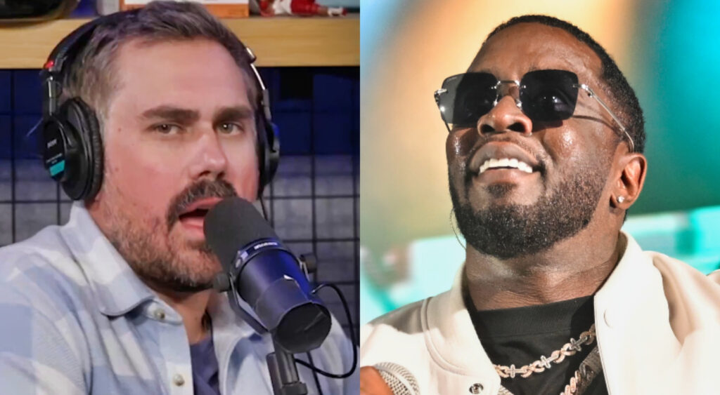 Photo of Big Cat speaking into mic and photo of Diddy smiling for article on Troy Aikman