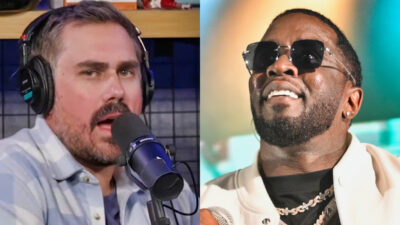 Photo of Big Cat speaking into mic and photo of Diddy smiling