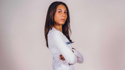 Blaire Fleming posing in volleyball gear