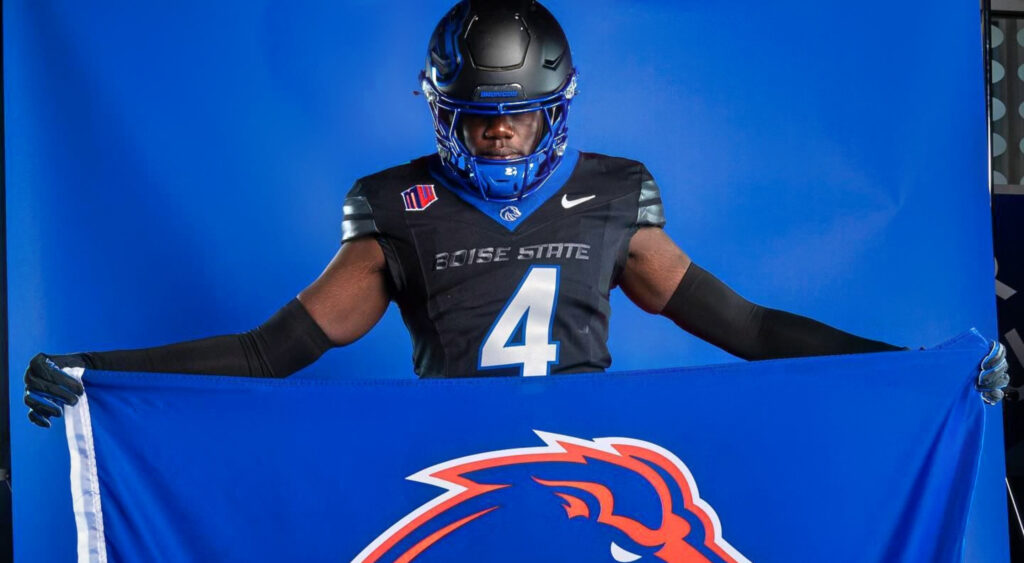 Bol Bol holding Boise State flag