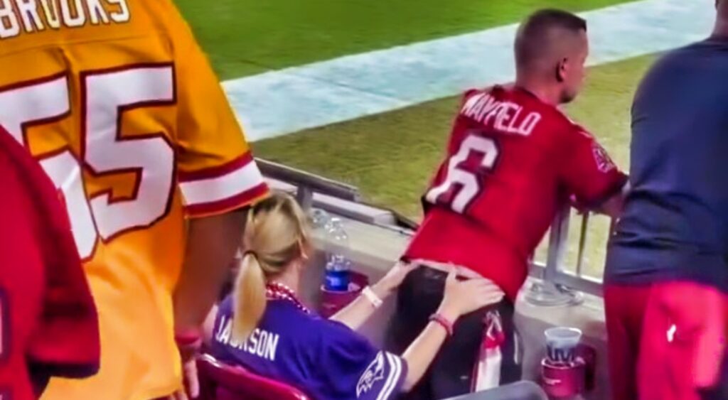 Bucs and Ravens fan in the stands