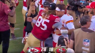 Chiefs and 49ers players on field