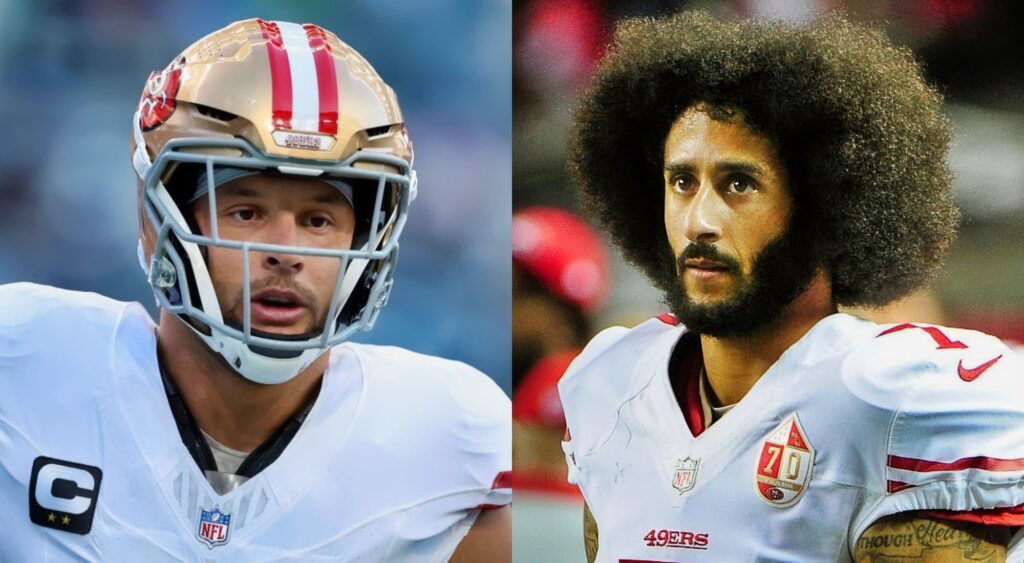 Colin Kaepernick and Nick Bosa in 49ers uniform