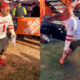 Photos of 'College GameDay' kicker falling