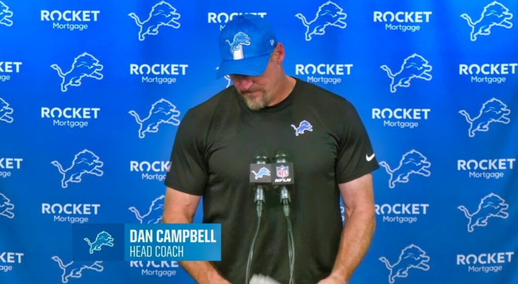 Dan Campbell at a press conference.