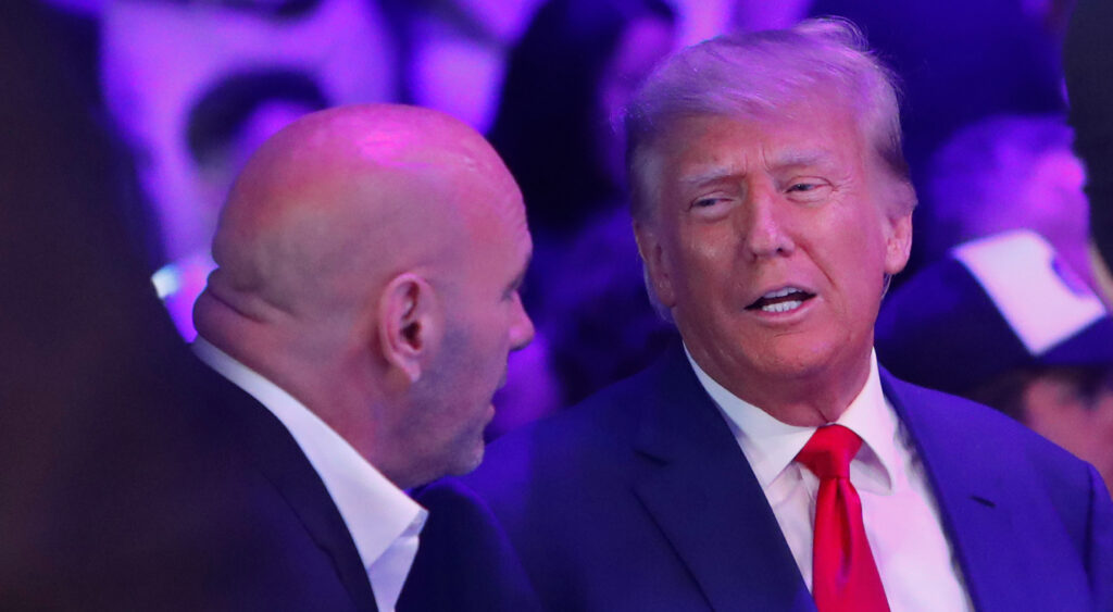 Donald Trump talks with Dana White