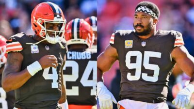 Deshaun Watson and Myles Garrett in Browns uniform