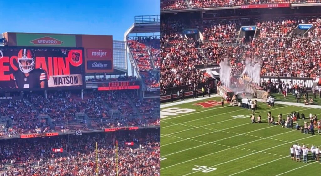 Deshaun Watson picture and coming out on the field