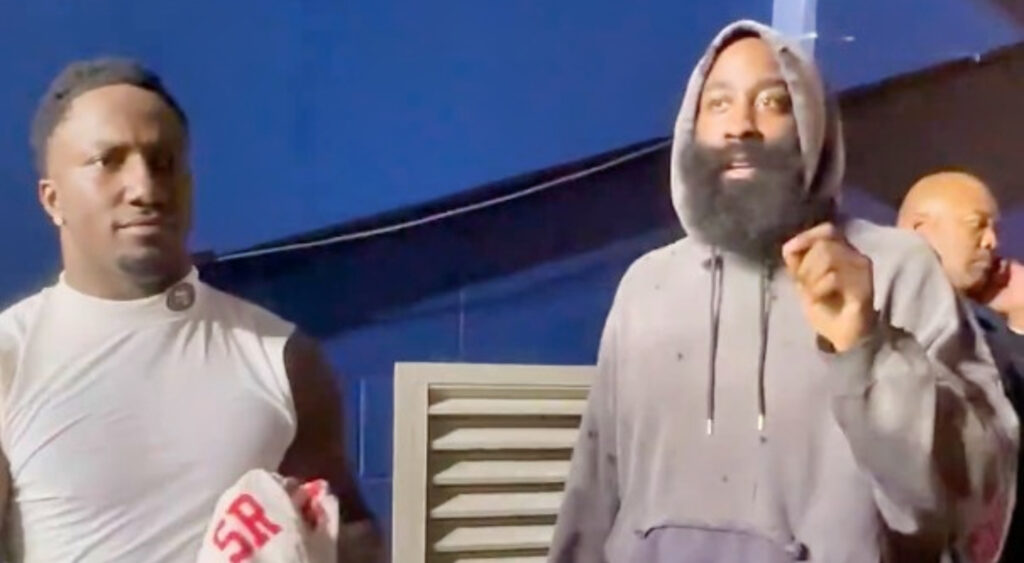 Everybody Noticed Something Peculiar About James Harden Hanging Out With Deebo Samuel After Thursday Night Football