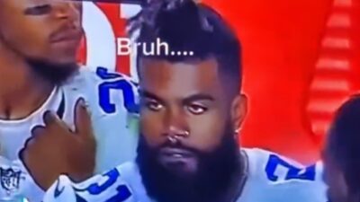 Ezekiel Elliott on the sidelines