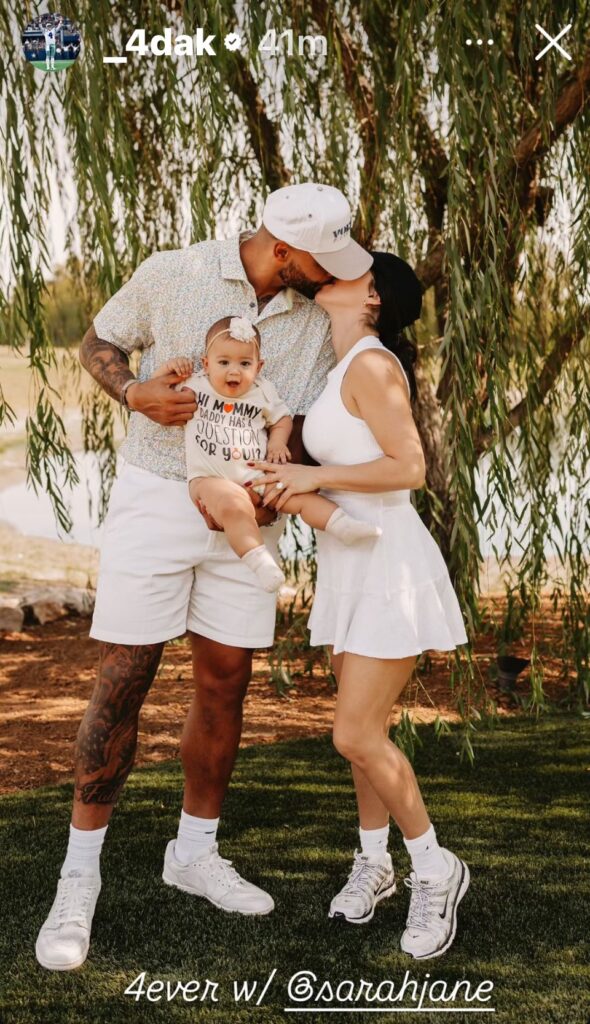 Dak Prescott with his daughter and fiancee