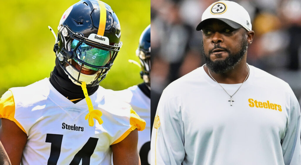 Photos of George Pickens and Mike Tomlin in Steelers gear