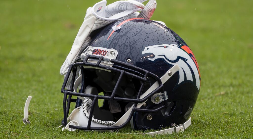 Denver Broncos helmet on ground