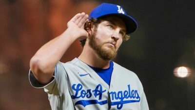 Trevor Bauer in Dodgers uniform