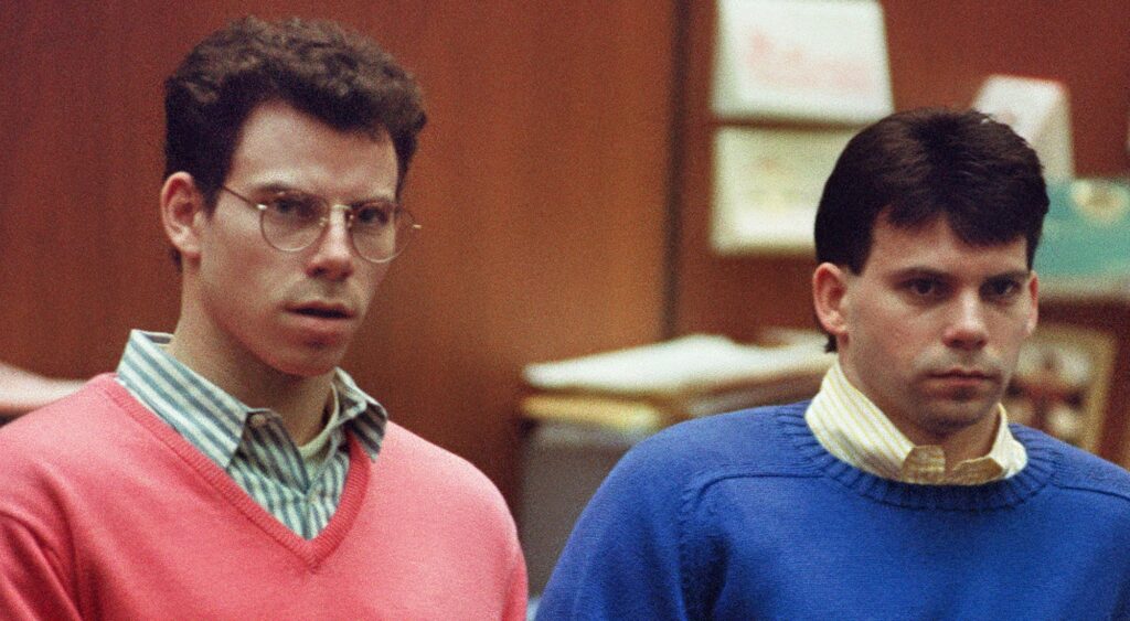 Erik and Lyle Menendez in court. The Menendez brothers were sentenced to life in prison for the murders of their parents.