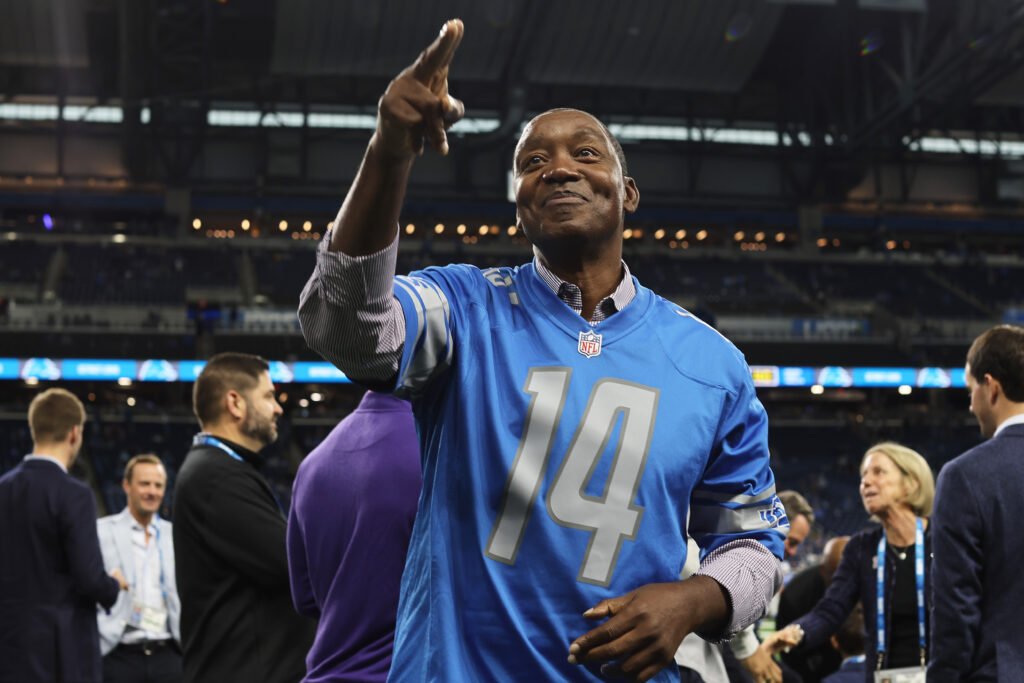 Isiah Thomas wearing Lions jersey