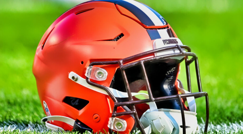 Photo of Browns helmet for article on Bailey Zappe