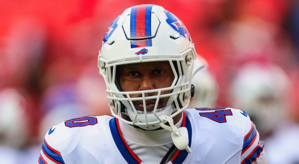 Von Miller of Buffalo Bills looking on.