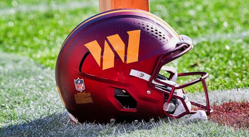 Washington Commanders helmet. Former defensive back Pat Fischer passed away