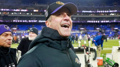 Photo of John Harbaugh for article on Diontae Johnson