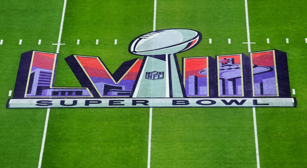 Super Bowl signage on field