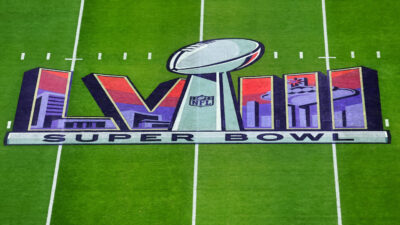 Super Bowl signage on field