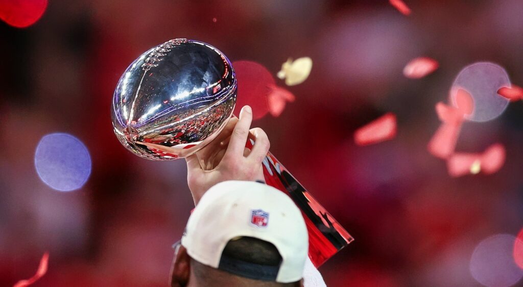 Super Bowl trophy held by Kansas City Chiefs