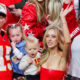 Patrick Mahomes celebrating Super Bowl win with his family