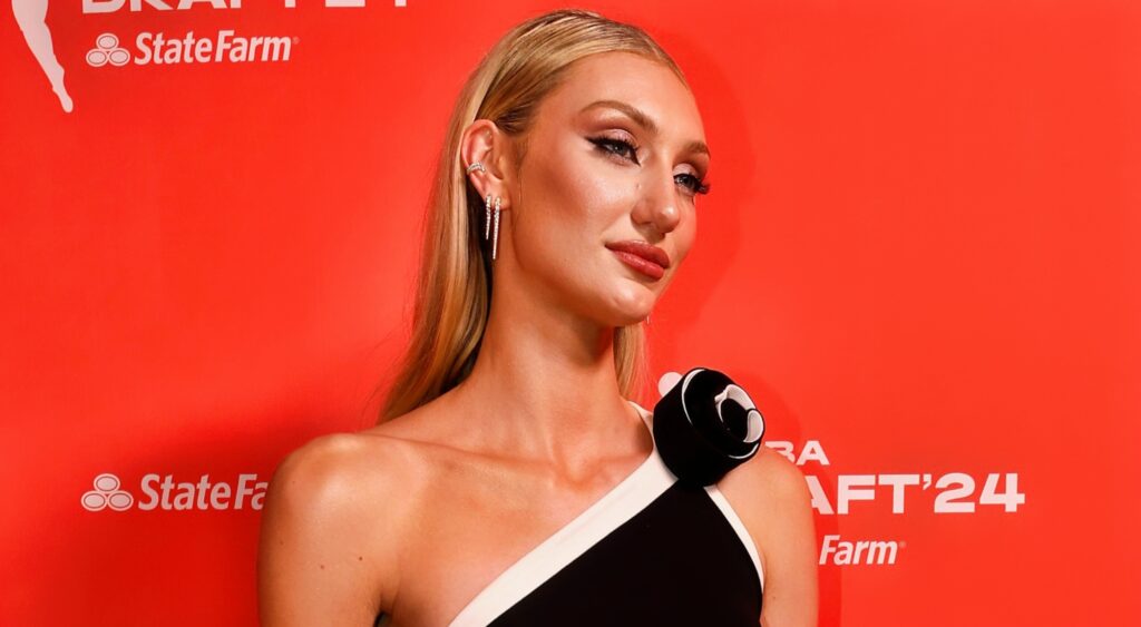 Cameron Brink poses at the WNBA Draft.