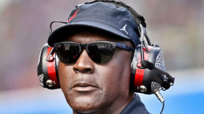 Michael Jordan with headset on