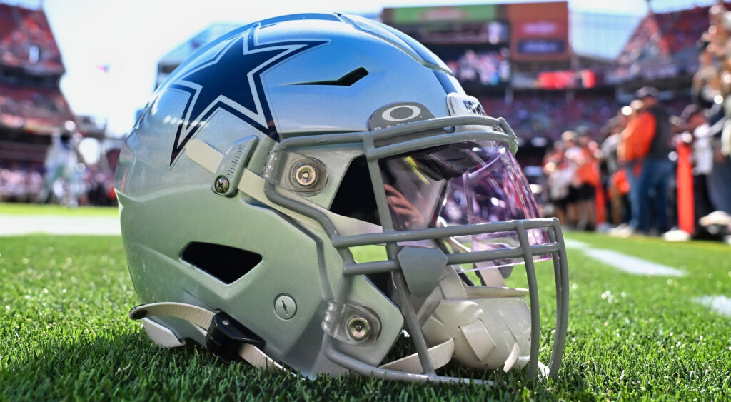 Cowboys helmet for article on John Stephens injury