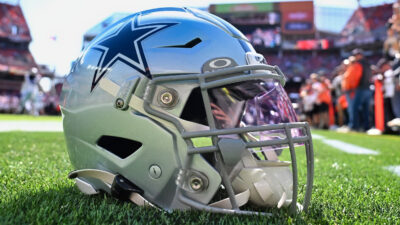 Cowboys helmet for article on John Stephens injury