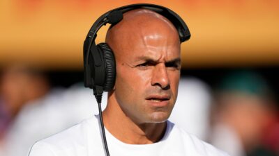 Robert Saleh with headset on