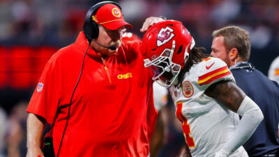 Andy Reid speaking to Rashee Rice