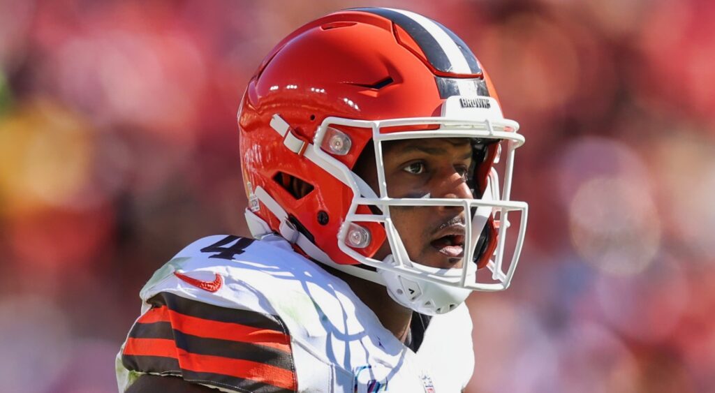 Deshaun Watson looks on.