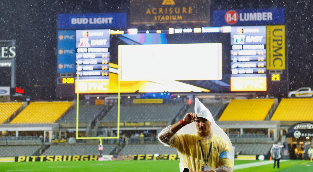 Acrisure Stadium in a storm before Sunday Night Football.