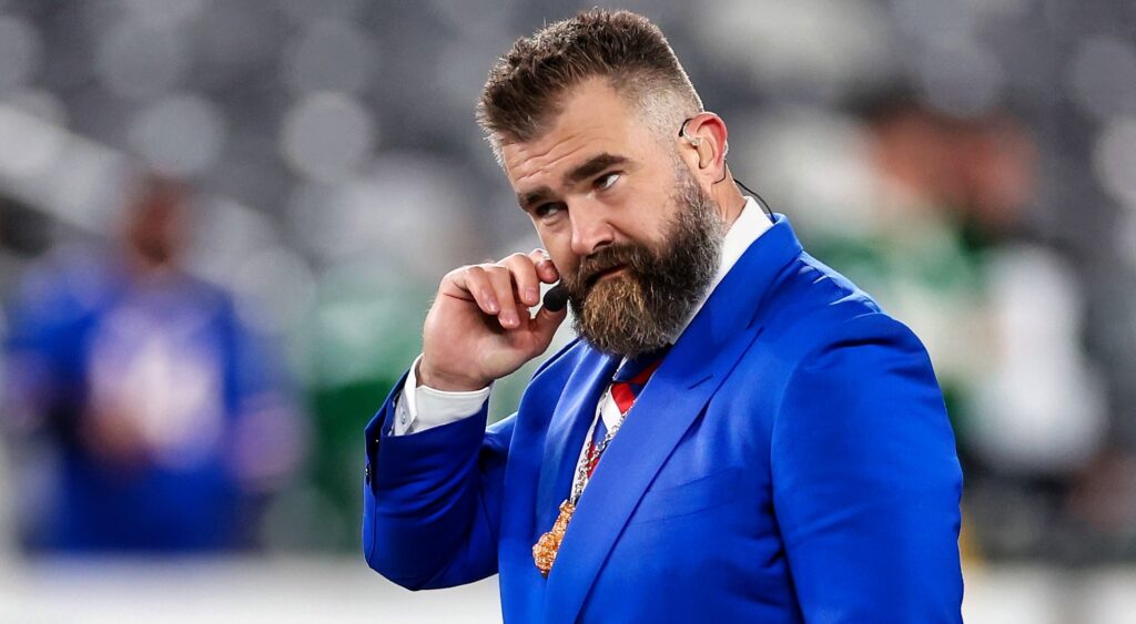 Jason Kelce in a blue suit