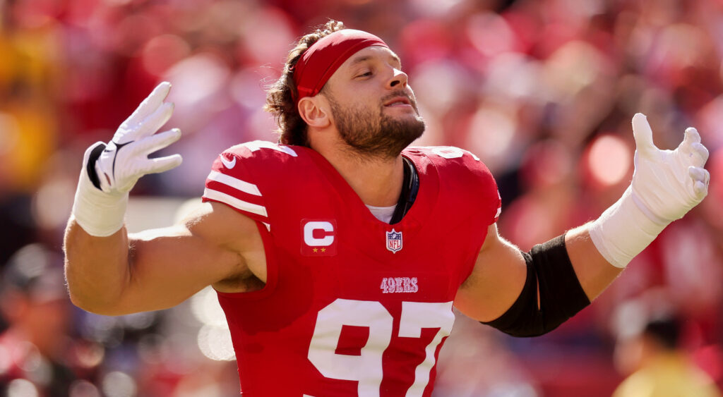 PHOTO: 49ers Superstar Nick Bosa Doubles Down On His SNF Postgame MAGA Hat With Instagram Post That He’s Since Deleted Amid Fears Of Possible Punishment From The NFL