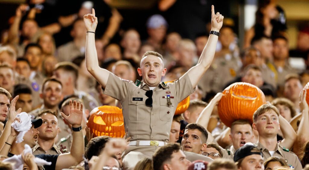 Texas A&M fans in the stands.