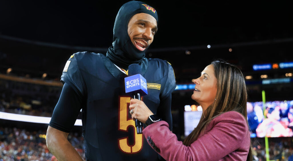 Jayden Daniels speaking to reporter