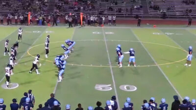 High scholol football teams lining up