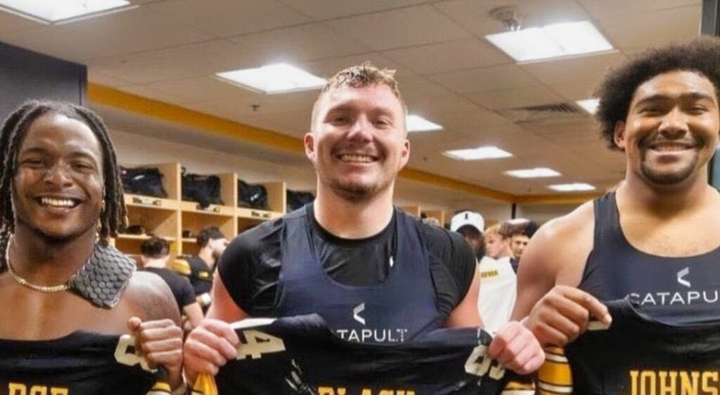 Players in Iowa Hawkeyes locker room