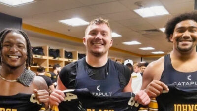 Players in Iowa Hawkeyes locker room