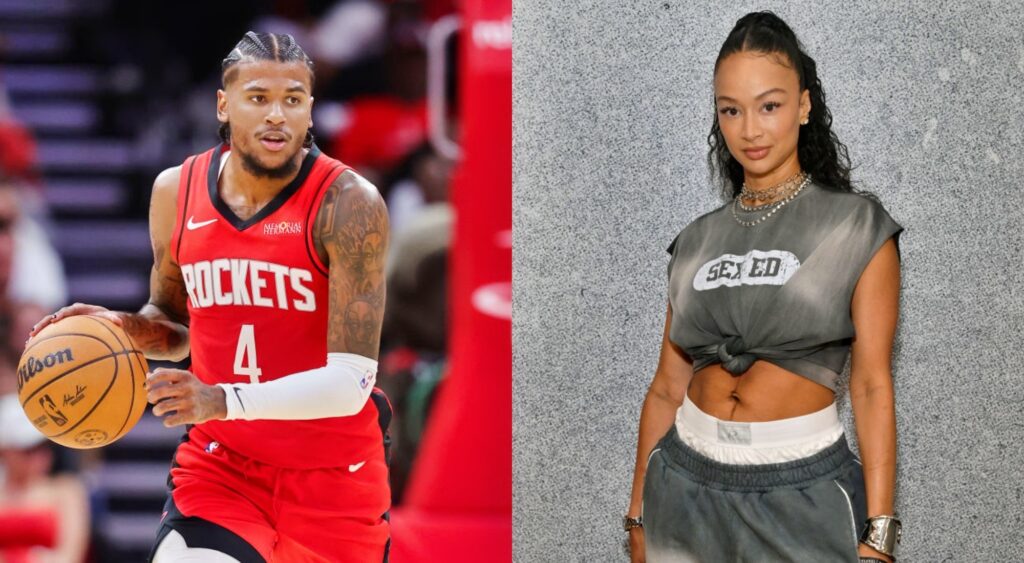 Jalen Green with basketball and Draya Michele posing