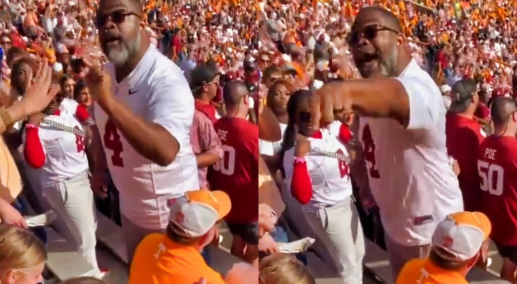 Jalen Milroe's father yelling at fans