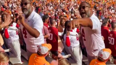 Jalen Milroe's father yelling at fans