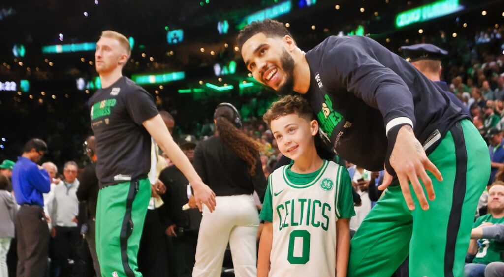 Jayson Tatum sends Deuce a postcard from every city he visits on Celtics road trips