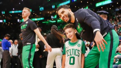 Jayson Tatum sends Deuce a postcard from every city he visits on Celtics road trips